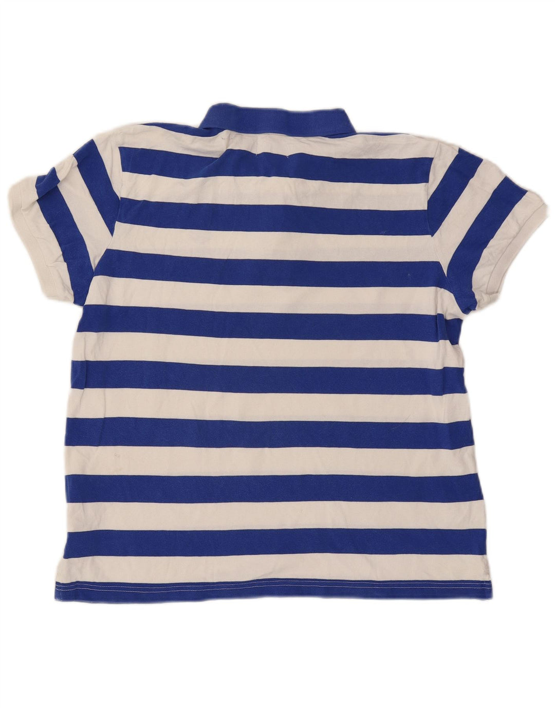 Adidas Mens Polo Shirt Large Blue Striped Cotton