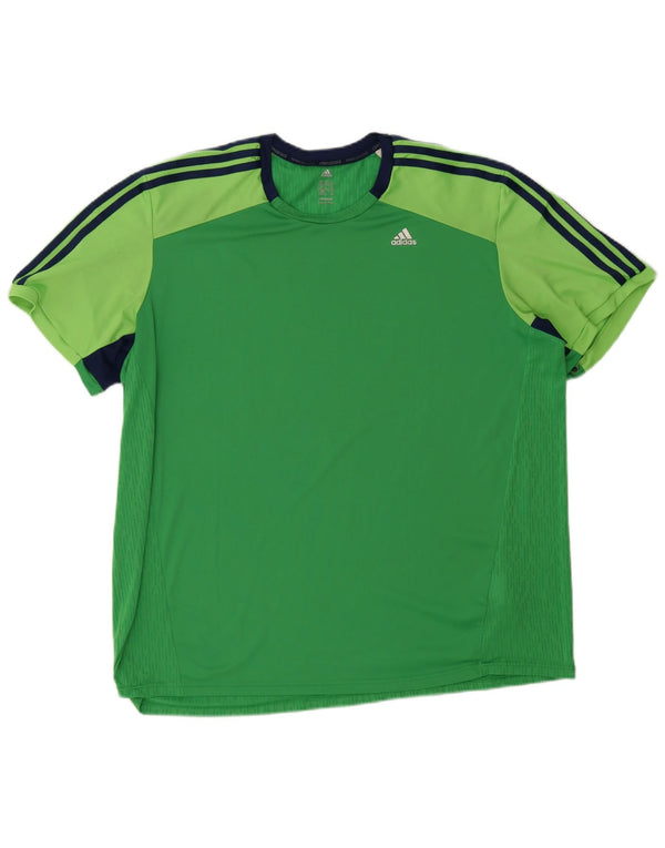 Adidas Mens Climacool T-Shirt Top 2XL Green Colourblock Polyester