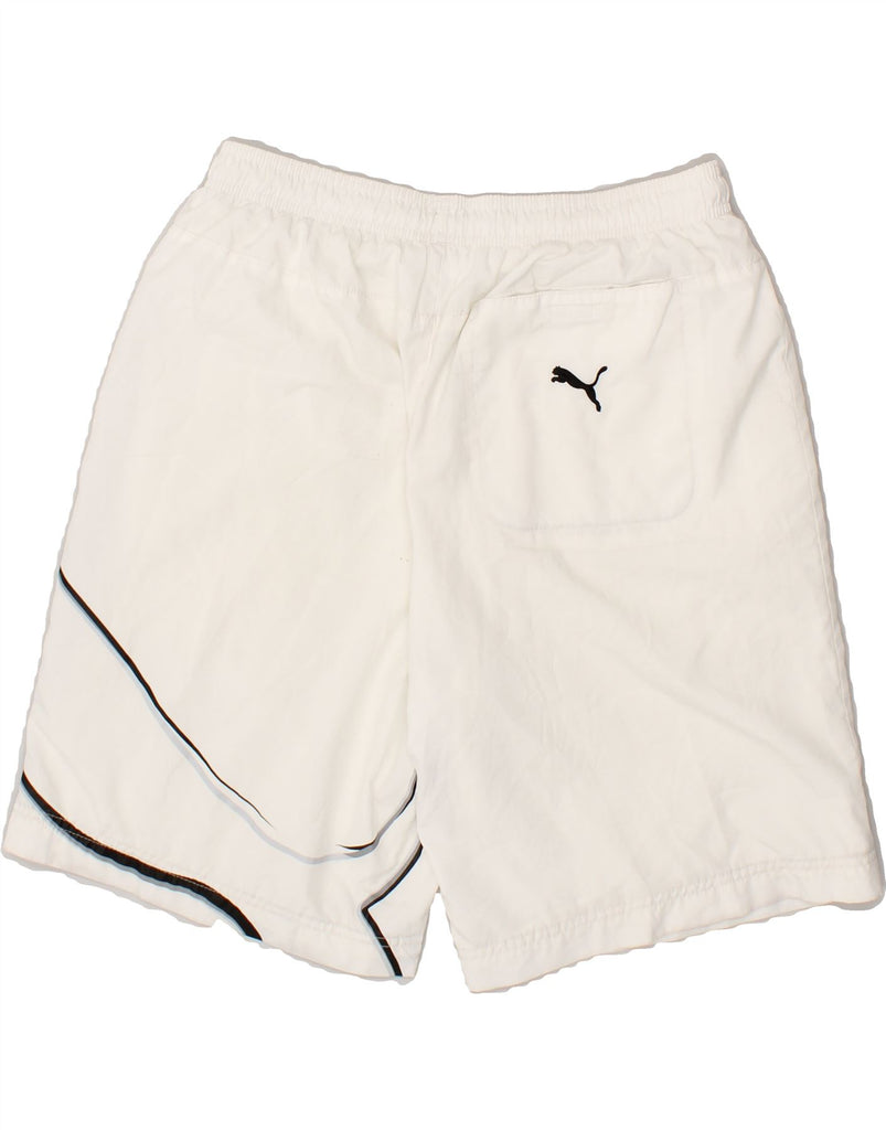 PUMA Mens Graphic Sport Shorts Medium White Polyester | Vintage Puma | Thrift | Second-Hand Puma | Used Clothing | Messina Hembry 