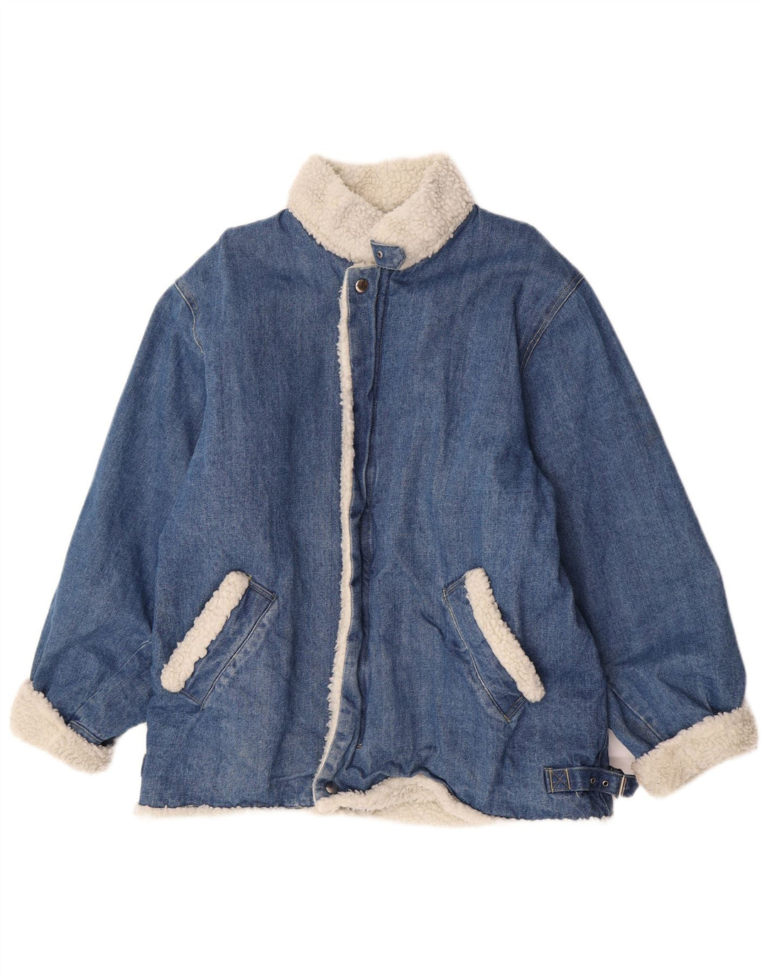 Vintage Mens Sherpa Denim Jacket UK 38 Medium Blue Cotton