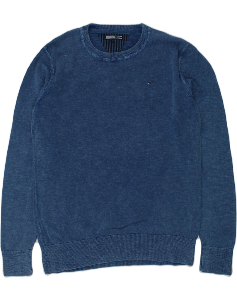 TOMMY HILFIGER Boys Crew Neck Jumper Sweater 15-16 Years Blue Cotton | Vintage Tommy Hilfiger | Thrift | Second-Hand Tommy Hilfiger | Used Clothing | Messina Hembry 
