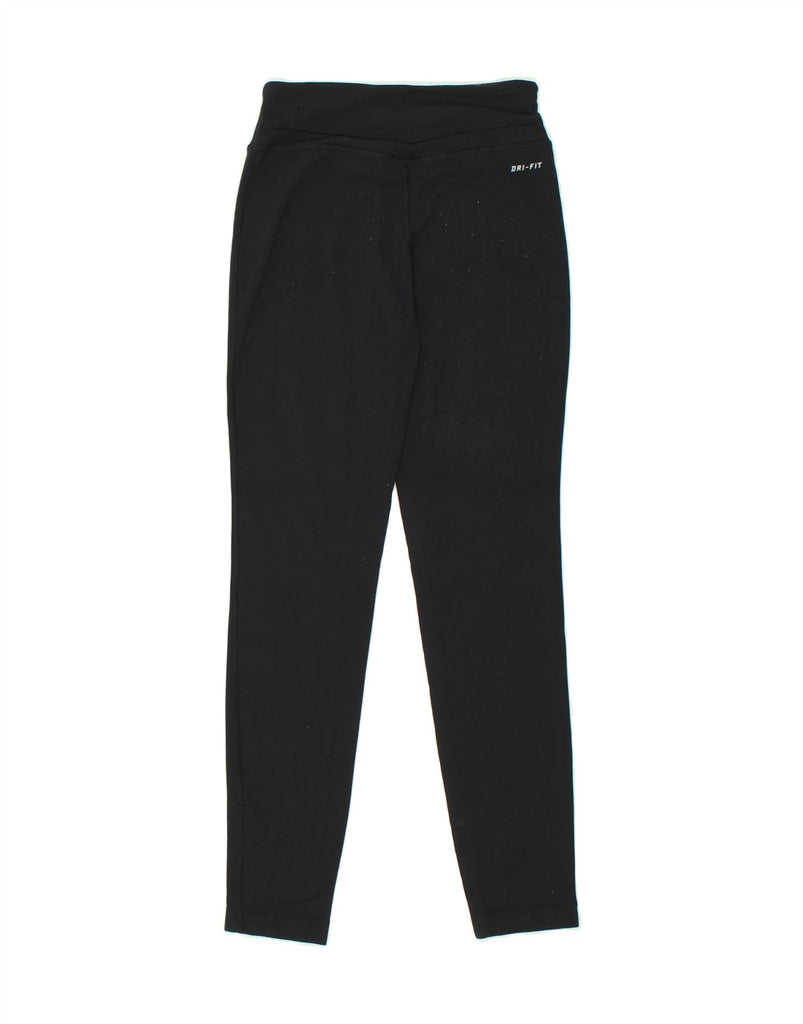 NIKE Womens Dri Fit Tracksuit Trousers UK 6 XS Black Nylon | Vintage Nike | Thrift | Second-Hand Nike | Used Clothing | Messina Hembry 