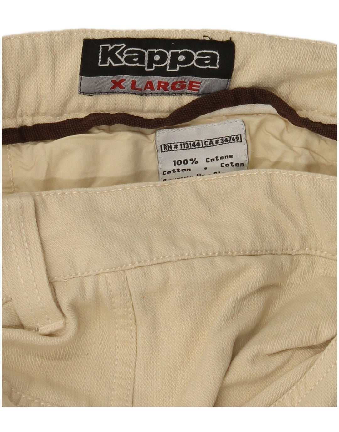 KAPPA Mens Graphic Straight Casual Trousers XL W38 L35 Beige Cotton