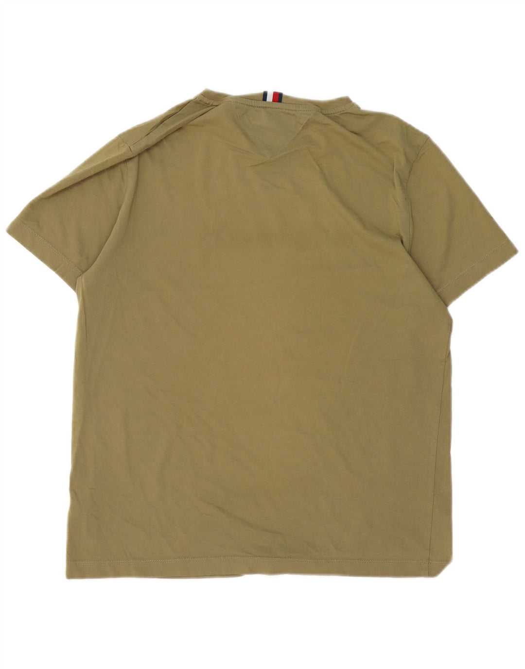 TOMMY HILFIGER Mens Graphic T-Shirt Top Medium Khaki Cotton