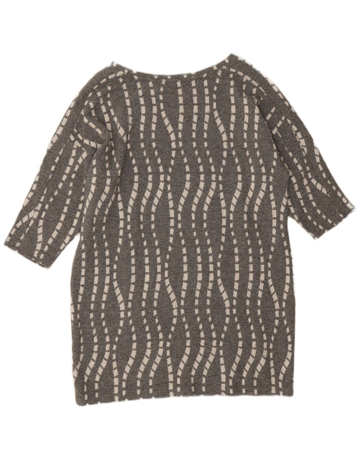 Zara Womens Tunic Top UK 16 Large Grey Chevron