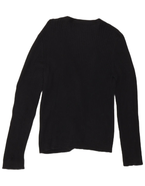 Chaps Womens Petite Cardigan Sweater UK 14 Medium Black Cotton