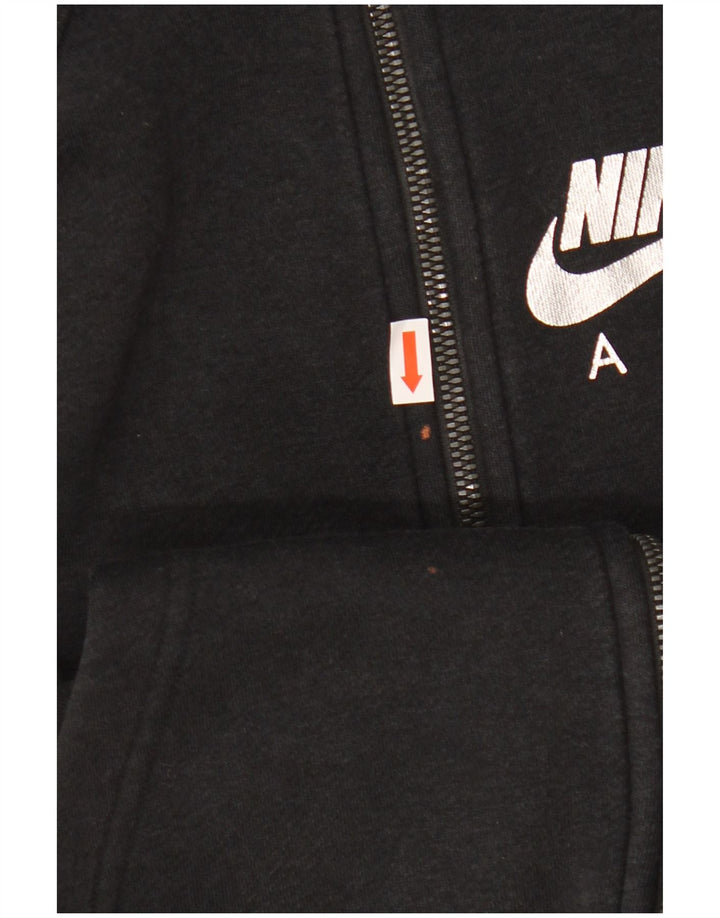 NIKE Womens Zip Hoodie Sweater UK 14 Medium Black Colourblock Cotton
