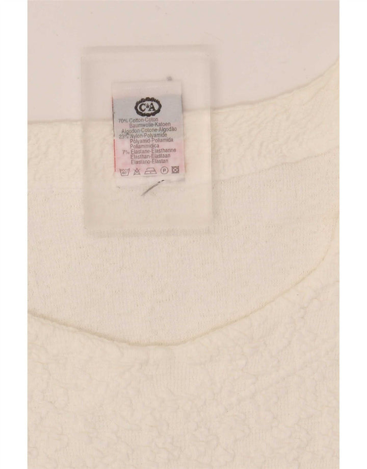 CLOCK HOUSE Womens Long Sleeve Bodysuit IT 42/44 Medium White Cotton