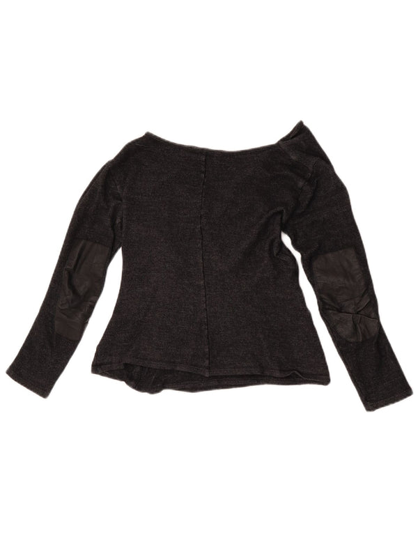 Max Mara Womens Crop Long Sleeve Blouse Top UK 10 Small Grey Wool