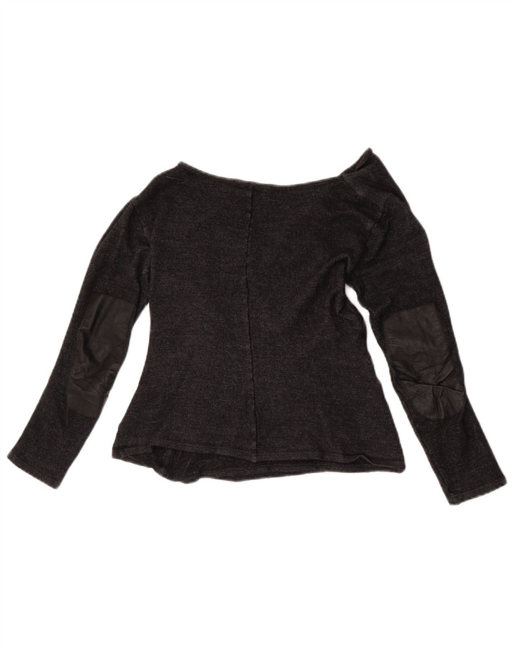 Max Mara Womens Crop Long Sleeve Blouse Top UK 10 Small Grey Wool