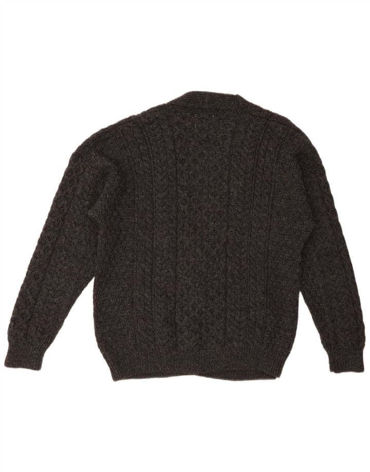 VINTAGE Mens Cardigan Sweater Medium Grey New Wool