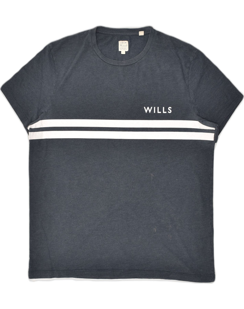 JACK WILLS Mens Graphic T-Shirt Top Large Navy Blue Cotton | Vintage Jack Wills | Thrift | Second-Hand Jack Wills | Used Clothing | Messina Hembry 