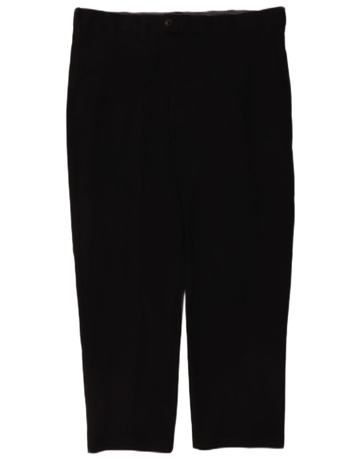 Marks & Spencer Mens Straight Suit Trousers W40 L28 Black Cotton