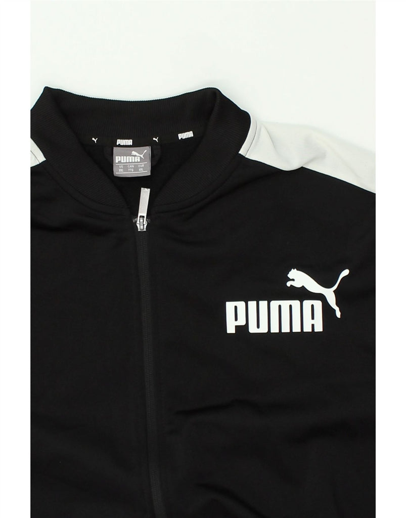 PUMA Mens Graphic Tracksuit Top Jacket 2XL Black Colourblock Polyester | Vintage Puma | Thrift | Second-Hand Puma | Used Clothing | Messina Hembry 