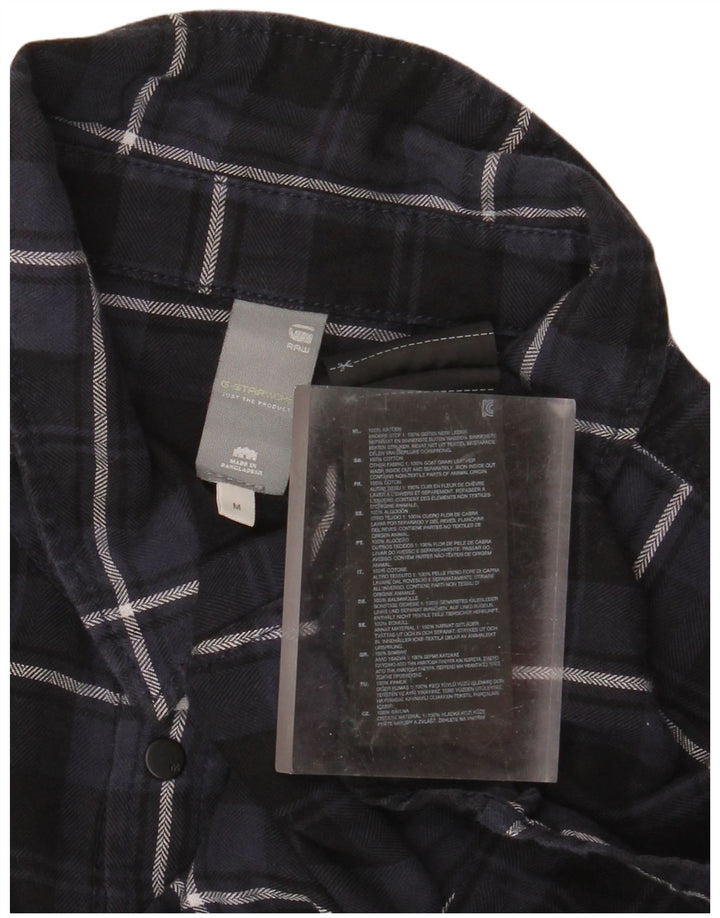G-STAR Mens Checked  Flannel Shirt Medium Navy Blue Check Cotton