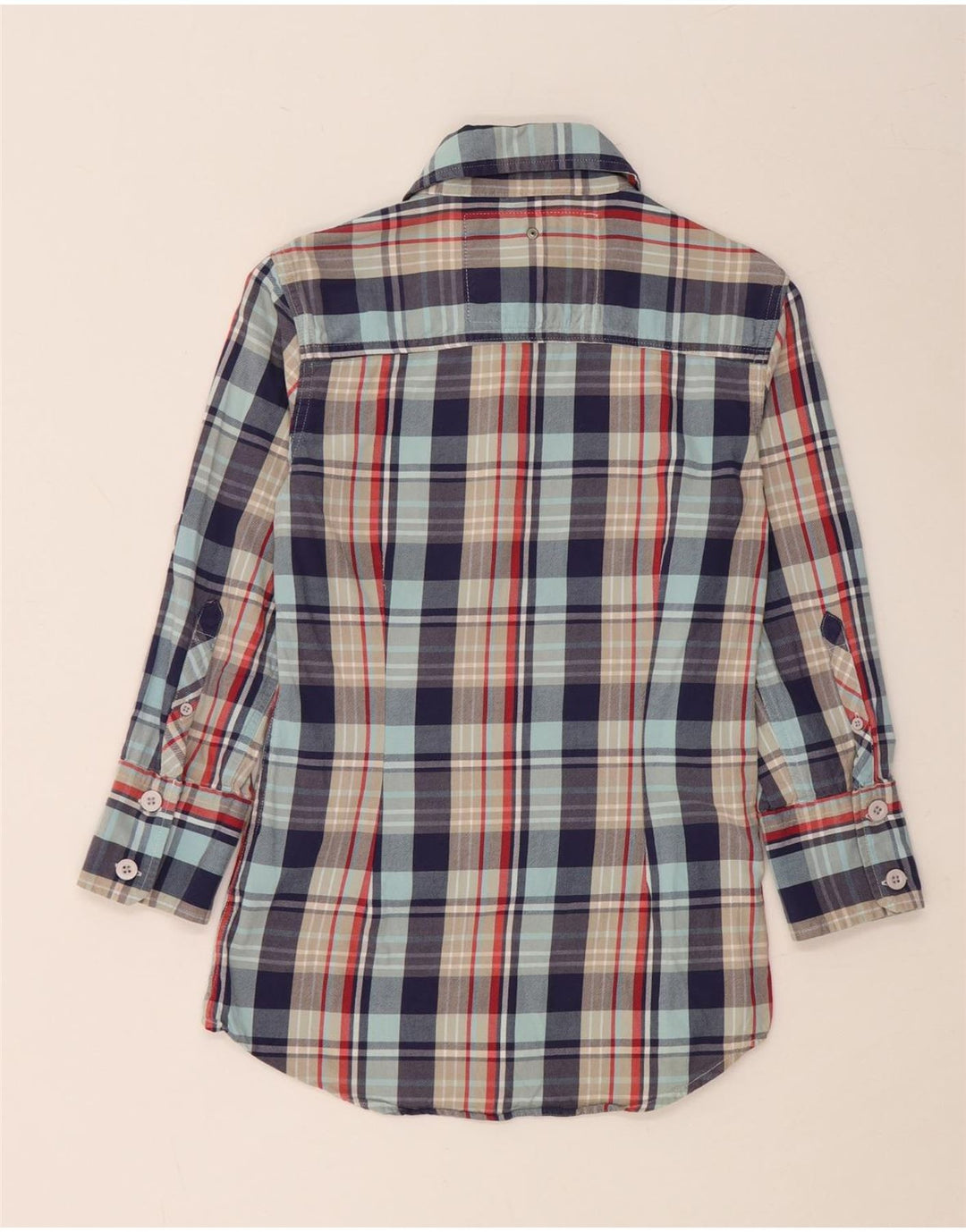 SUPERDRY Womens Flannel Shirt UK 10 Small Blue Check Cotton