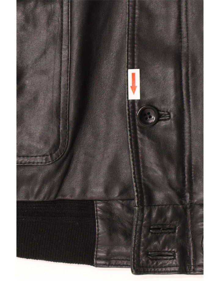Fusaro Mens Leather Jacket IT 48 Medium Black