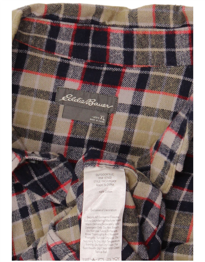 Eddie Bauer Mens Flannel Shirt XL Green Check