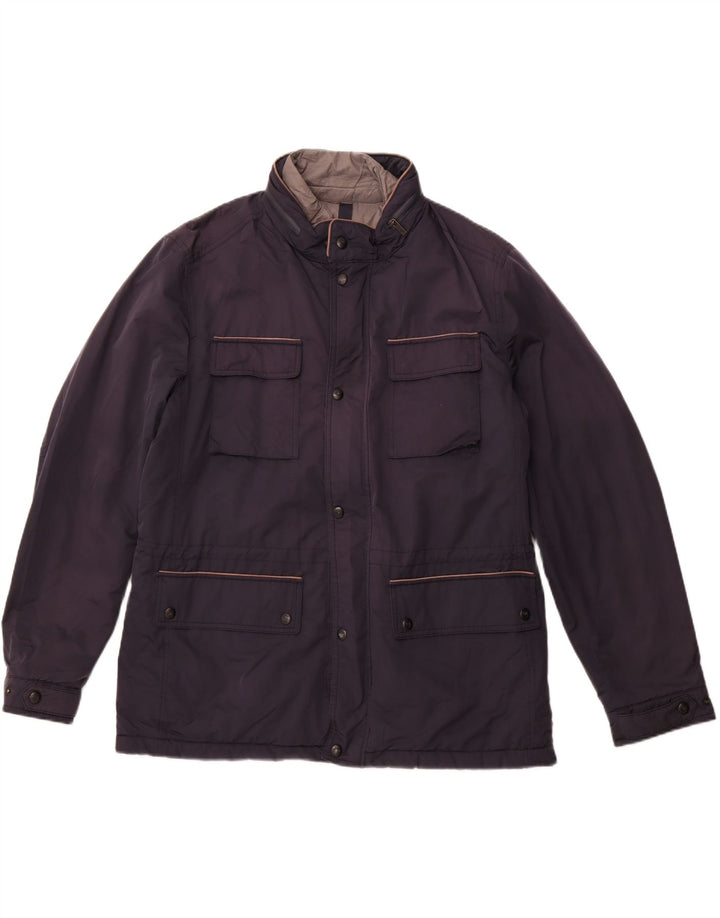 MASSIMO DUTTI Mens Utility Jacket UK 44 2XL Navy Blue Polyester