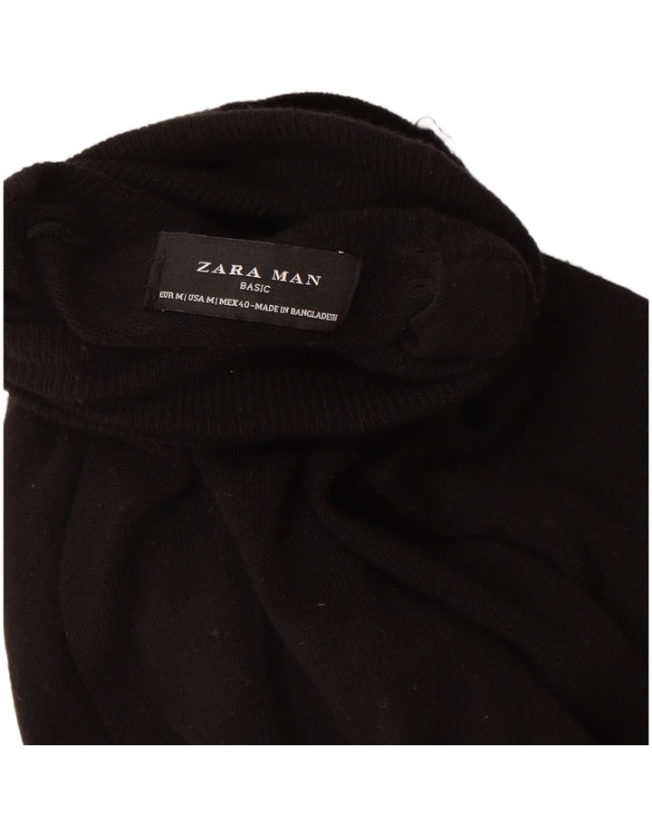 Zara Mens Roll Neck Jumper Sweater Medium Black