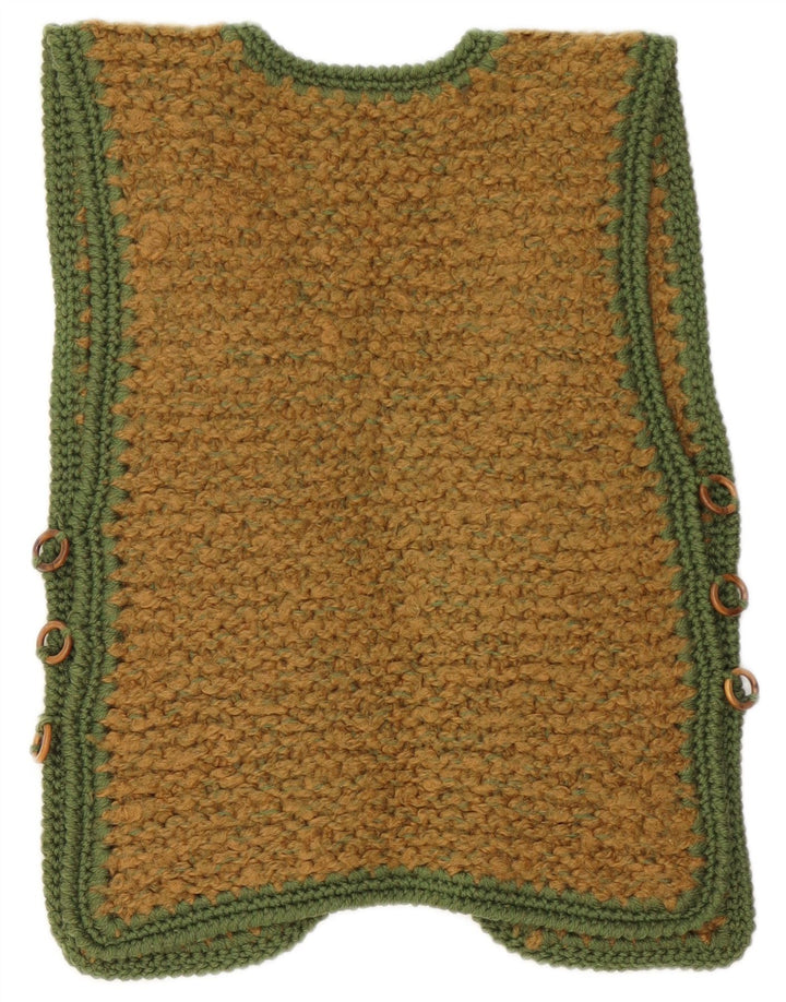 Vintage Womens Sleeveless Open Cardigan Sweater UK 10 Small Brown