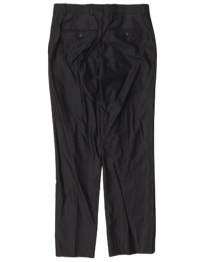 Zara Mens Straight Suit Trousers EU 38 Small W30 L30 Black Polyester