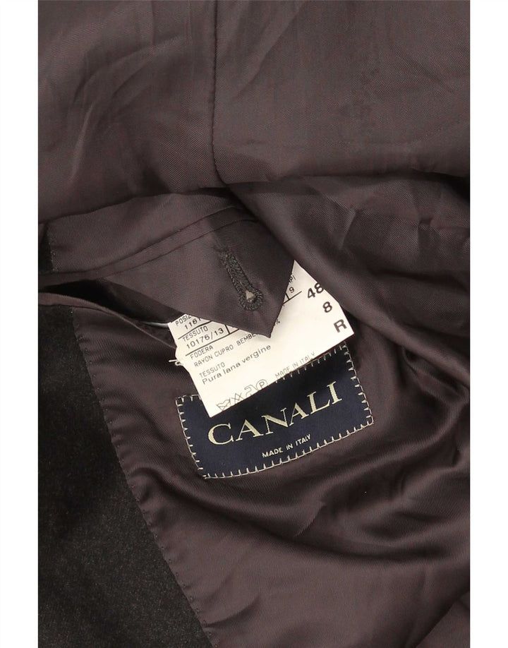 Canali Mens 3 Button Blazer Jacket IT 48 Medium Black Virgin Wool