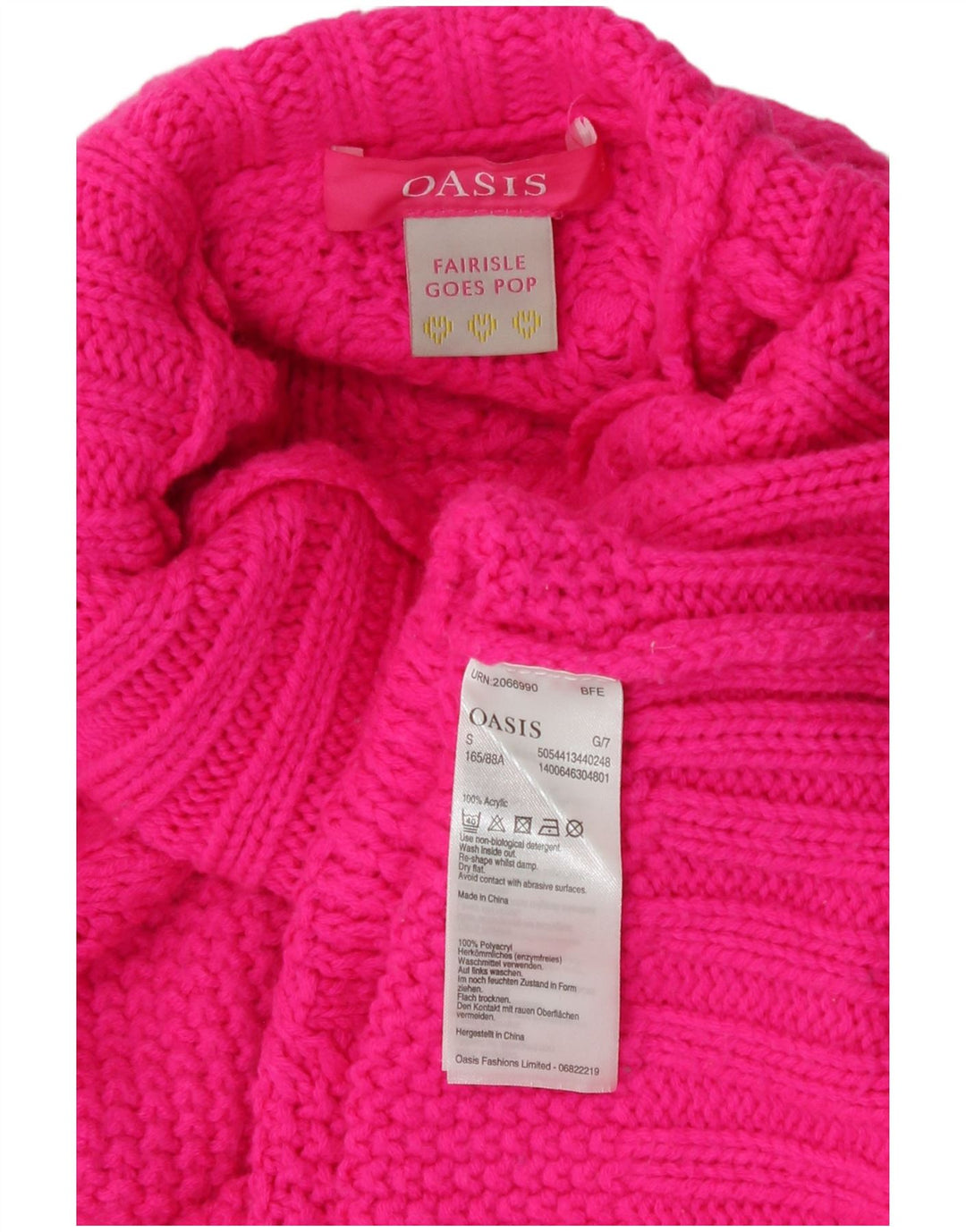 Oasis Womens Oversized Roll Neck Jumper Sweater UK 10 Small Pink Acrylic
