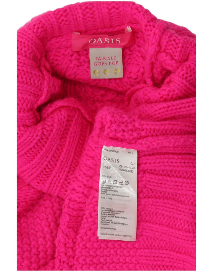 Oasis Womens Oversized Roll Neck Jumper Sweater UK 10 Small Pink Acrylic