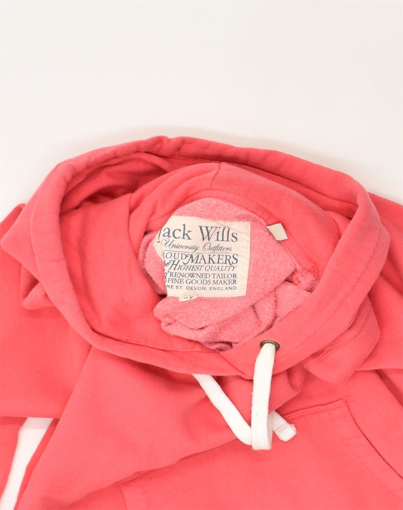 JACK WILLS Womens Graphic Hoodie Jumper UK 12 Medium Pink Cotton | Vintage Jack Wills | Thrift | Second-Hand Jack Wills | Used Clothing | Messina Hembry 