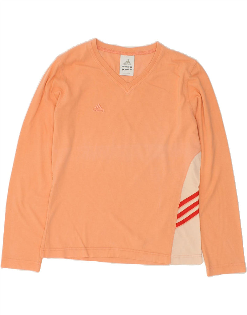 ADIDAS Womens Top Long Sleeve UK 14 Medium Orange Cotton | Vintage Adidas | Thrift | Second-Hand Adidas | Used Clothing | Messina Hembry 