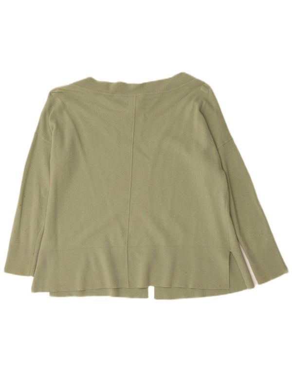 Reiss Womens Oversized Boat Neck Jumper Sweater UK 6 XS Green Wool