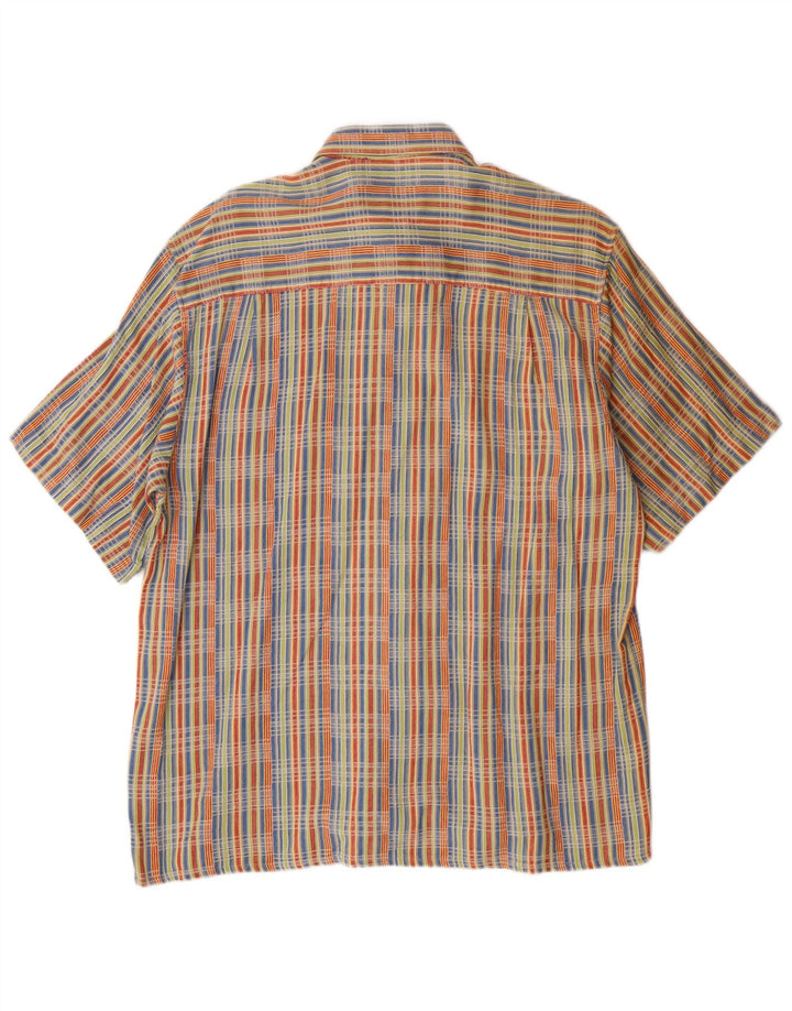 MUCH MORE Mens Short Sleeve Shirt Large Multicoloured Check Cotton