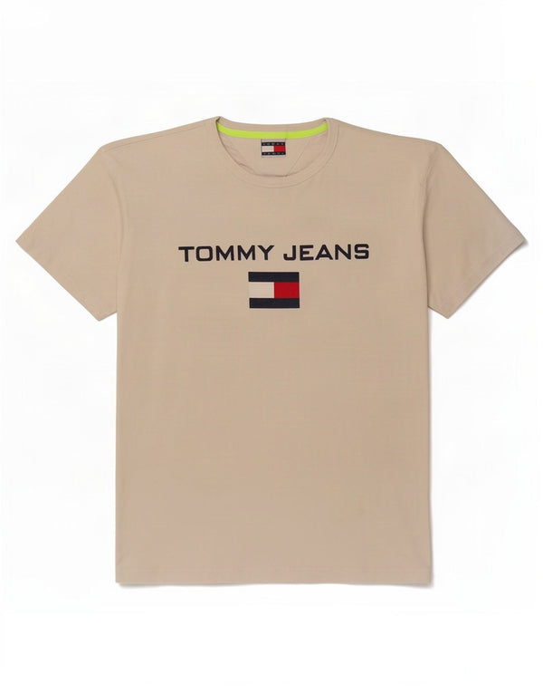 Tommy Hilfiger Mens Graphic T-Shirt Top Medium Beige Cotton
