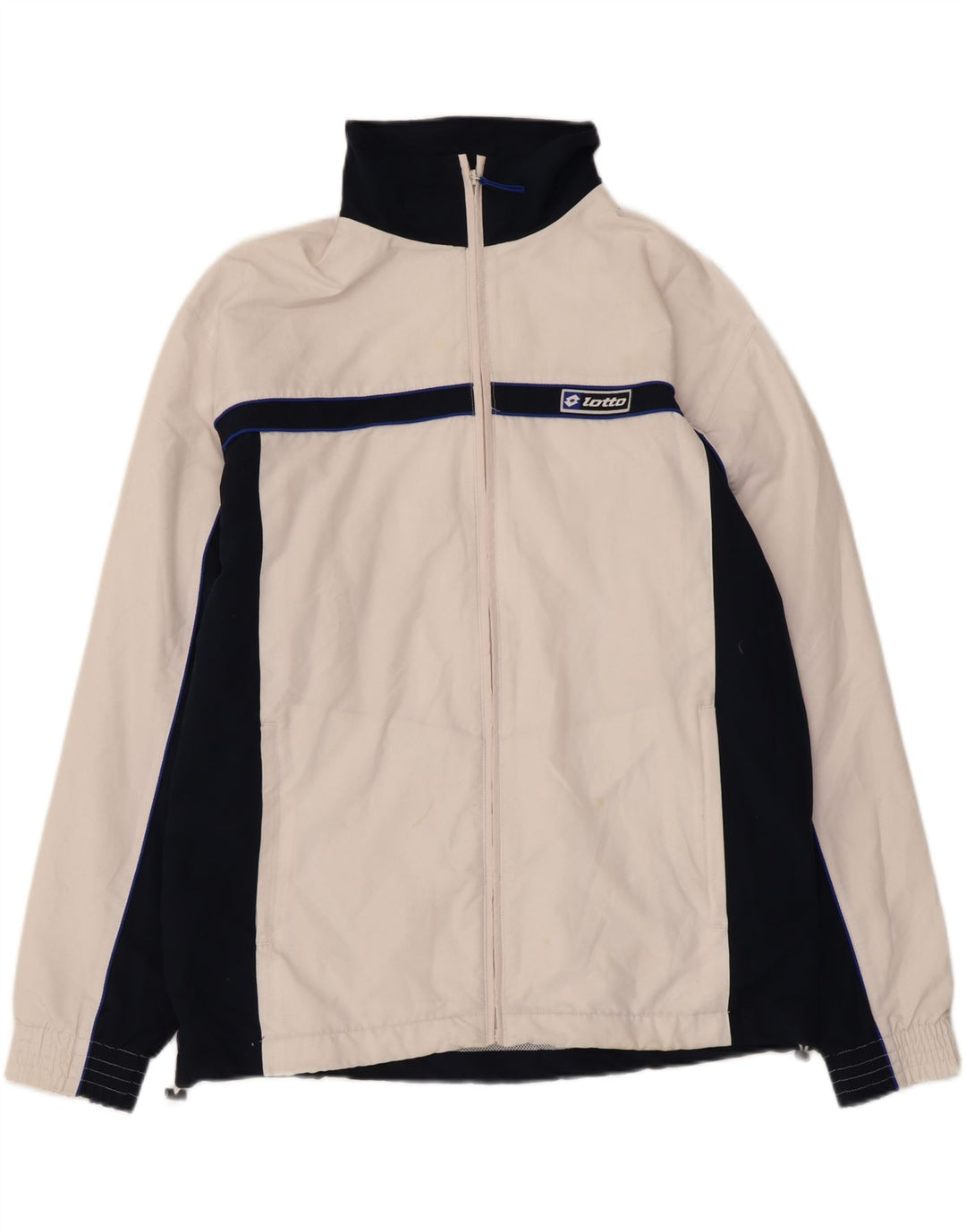 LOTTO Mens Tracksuit Top Jacket Large White Colourblock Polyester
