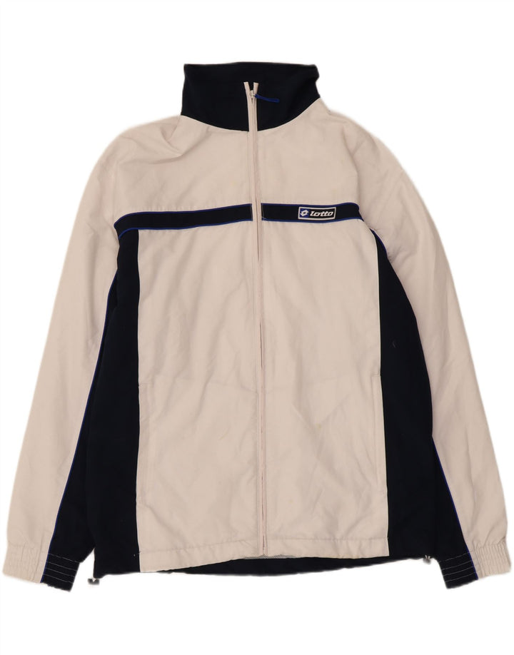 LOTTO Mens Tracksuit Top Jacket Large White Colourblock Polyester