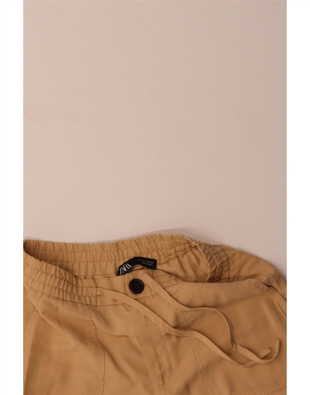 ZARA Womens Joggers Cargo Trousers Small W27 L27 Beige Viscose
