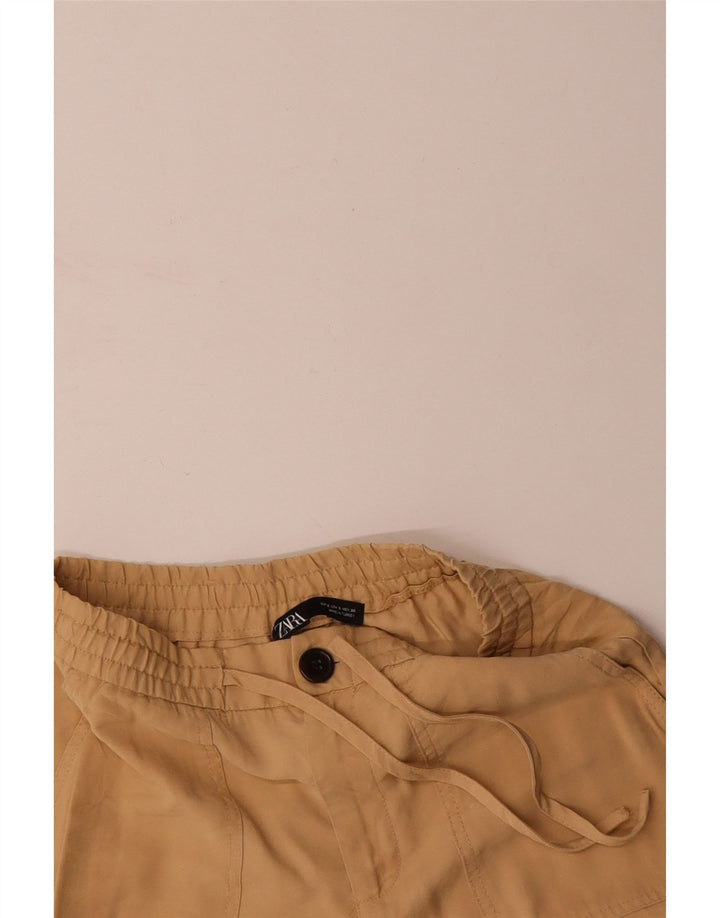 ZARA Womens Joggers Cargo Trousers Small W27 L27 Beige Viscose