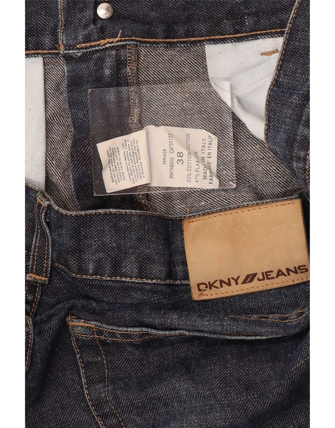 Dkny Mens Straight Jeans W38 L31 Navy Blue Cotton