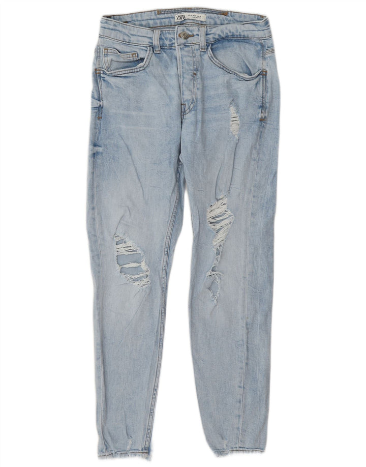 Zara Mens Distressed Slim Jeans EU 38 Small W30 L27 Blue
