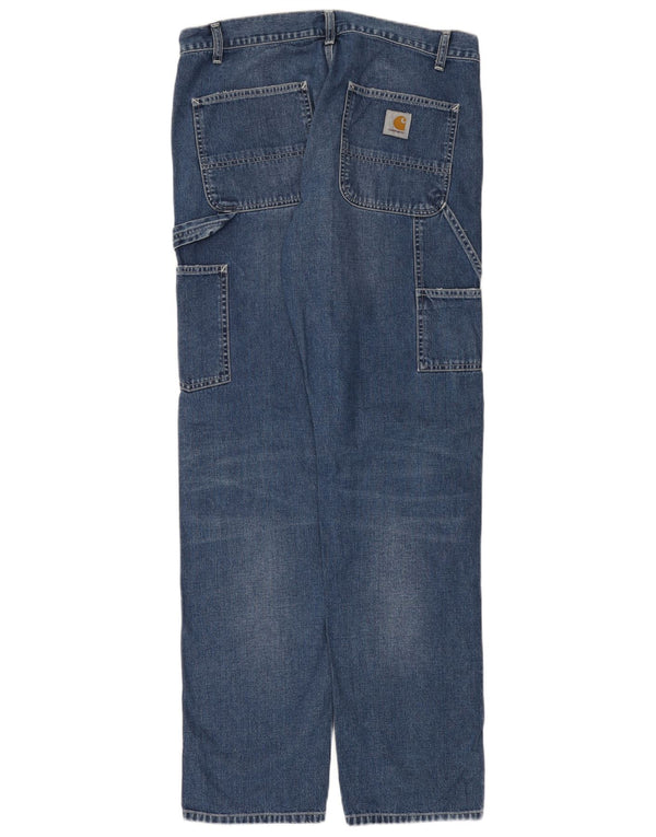 Carhartt Mens Wip Cargo Straight Jeans W34 L34 Blue Cotton