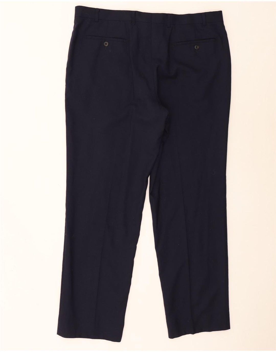 Marks & Spencer Mens Regular Fit Suit Trousers W38 L31 Navy Blue Wool
