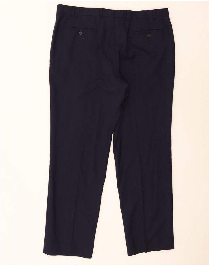 Marks & Spencer Mens Regular Fit Suit Trousers W38 L31 Navy Blue Wool
