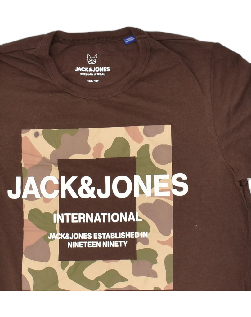 JACK & JONES Boys Graphic T-Shirt Top 11-12 Years Brown Cotton | Vintage Jack & Jones | Thrift | Second-Hand Jack & Jones | Used Clothing | Messina Hembry 