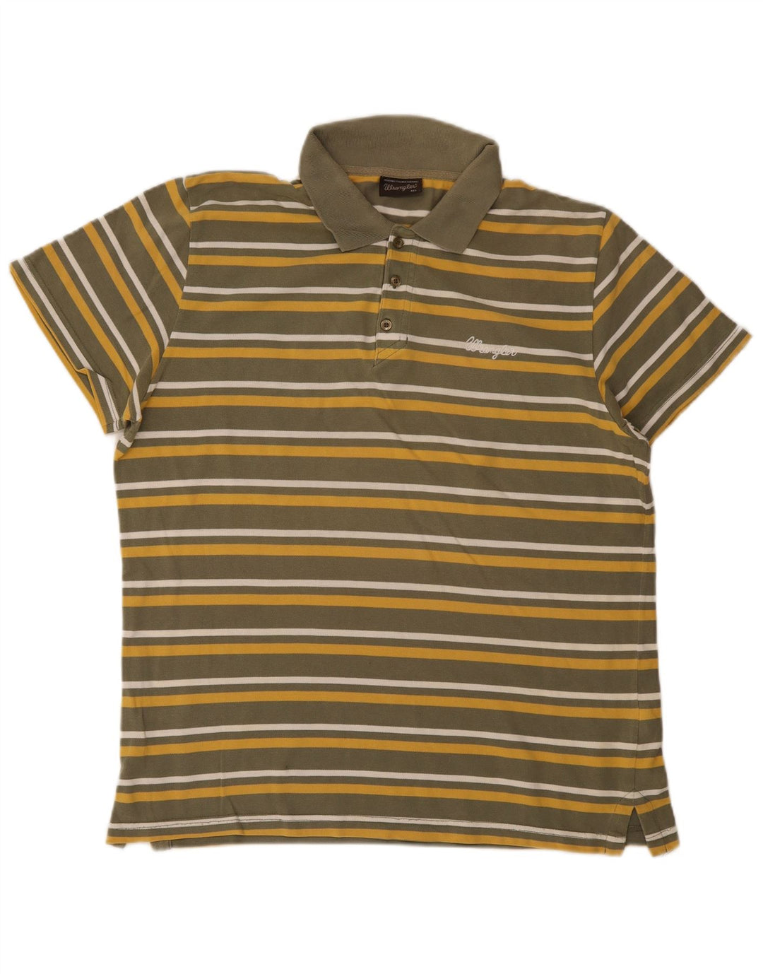 Wrangler Mens Polo Shirt 2XL Khaki Striped
