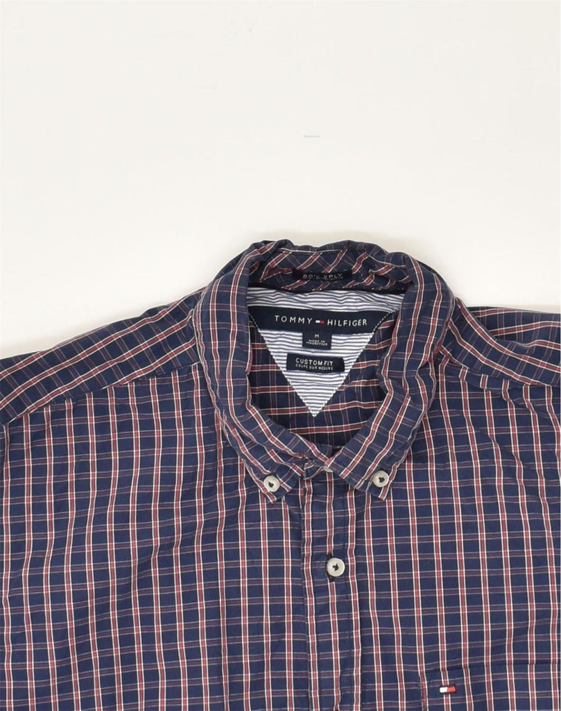 TOMMY HILFIGER Mens Custom Fit Shirt Medium Navy Blue Check Cotton | Vintage Tommy Hilfiger | Thrift | Second-Hand Tommy Hilfiger | Used Clothing | Messina Hembry 