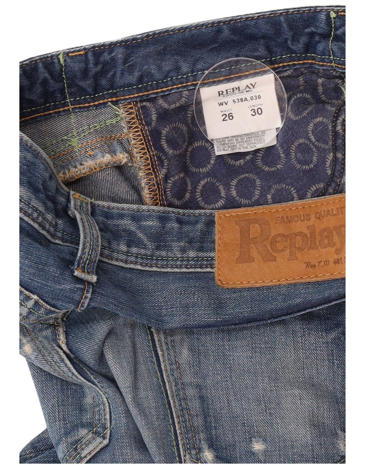 Replay Womens Slim Jeans W26 L30 Blue Cotton