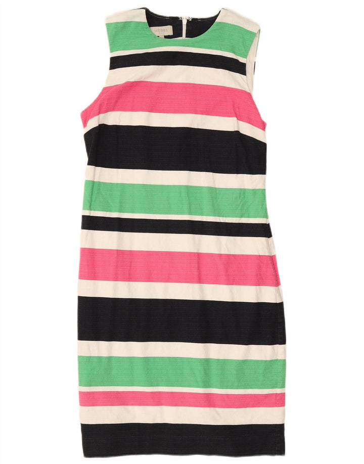 HOBBS Womens Sleeveless Sheath Dress UK 10 Small Multicoloured Striped