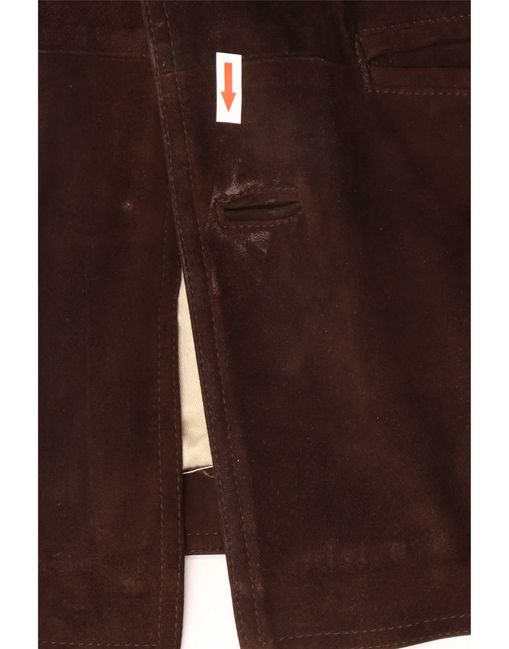 David Moore Mens Suede Windbreaker Coat IT 50 Large Brown Leather