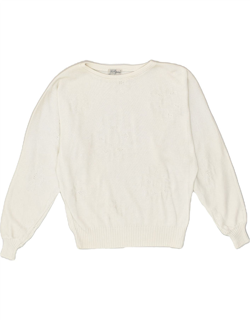 LES COPAINS Womens Batwing Boat Neck Jumper Sweater UK 14 Medium White | Vintage Les Copains | Thrift | Second-Hand Les Copains | Used Clothing | Messina Hembry 